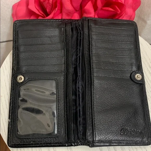 Brighton Leather Wallet Black with Silver Studded Design - Picture 3 of 11